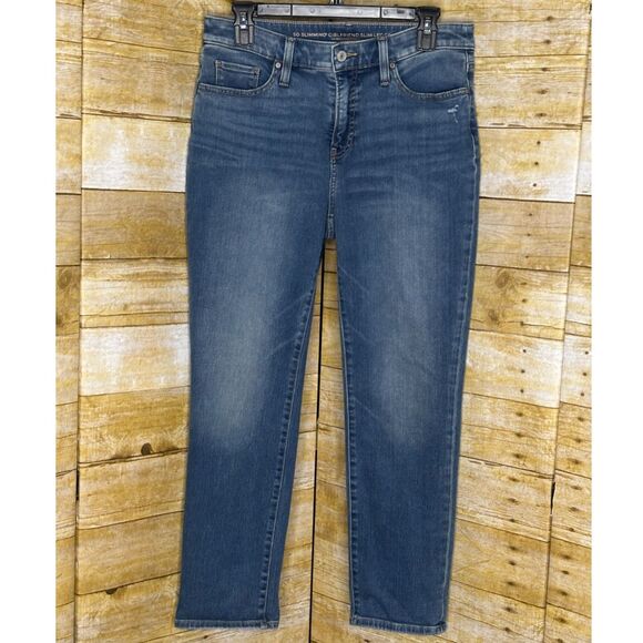 CHICO'S SO SLIMMING GIRLFRIEND SLIM LEG CROP CASUAL EVERYDAY DENIM JEANS SIZE 10 - Picture 1 of 3